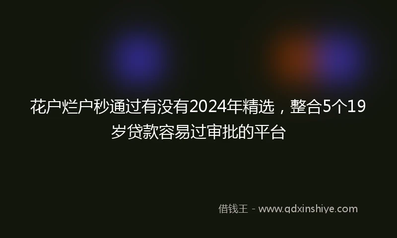 花户烂户秒通过有没有2024年精选，整合5个19岁贷款容易过审批的平台
