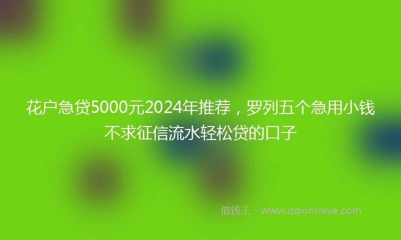 花户急贷5000元2024年推荐，罗列五个急用小钱不求征信流水轻松贷的口子
