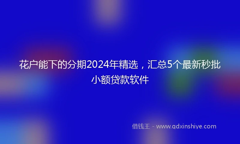 花户能下的分期2024年精选，汇总5个最新秒批小额贷款软件