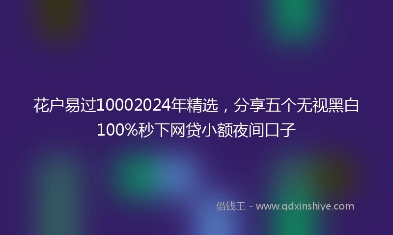 花户易过10002024年精选，分享五个无视黑白100%秒下网贷小额夜间口子