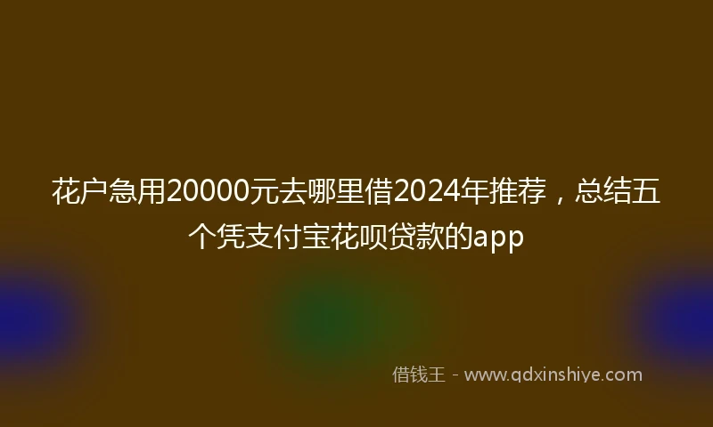 花户急用20000元去哪里借2024年推荐，总结五个凭支付宝花呗贷款的app