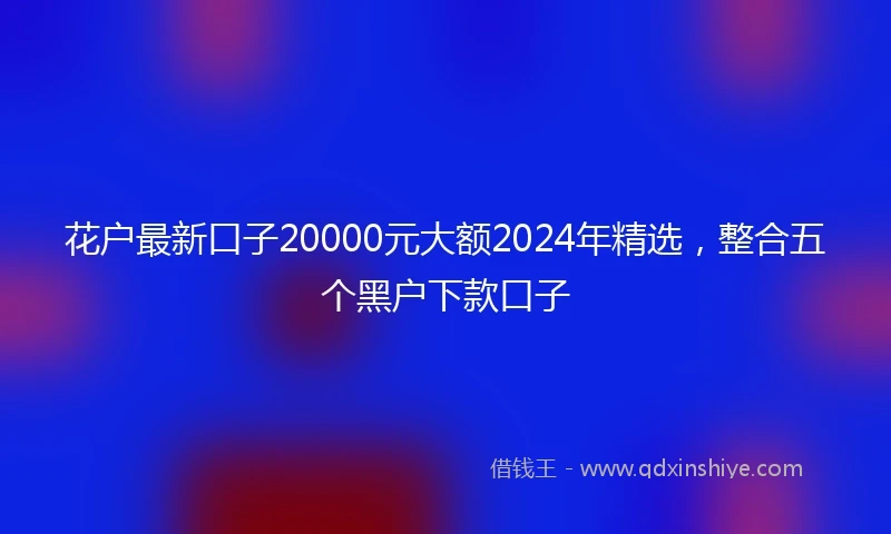 花户最新口子20000元大额2024年精选，整合五个黑户下款口子