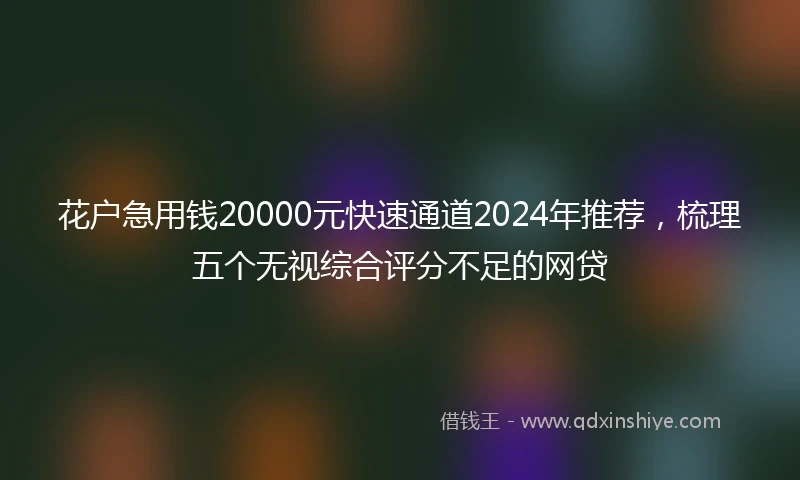 花户急用钱20000元快速通道2024年推荐，梳理五个无视综合评分不足的网贷