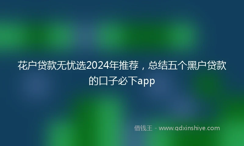 花户贷款无忧选2024年推荐，总结五个黑户贷款的口子必下app