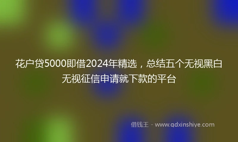 花户贷5000即借2024年精选，总结五个无视黑白无视征信申请就下款的平台