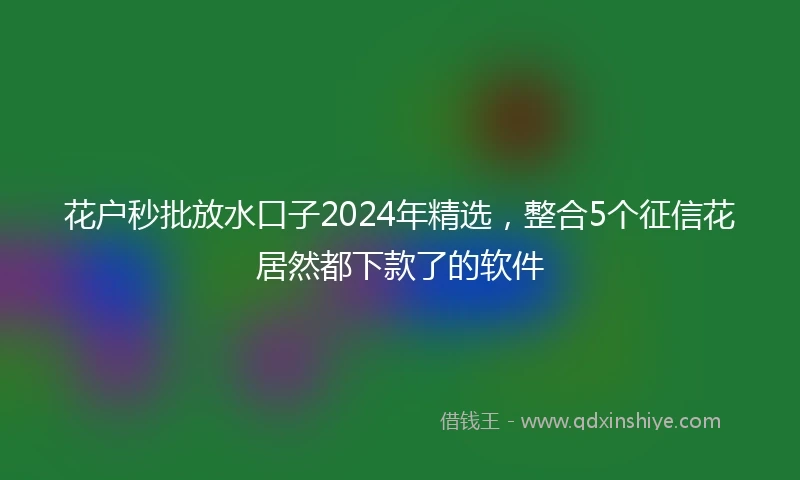 花户秒批放水口子2024年精选，整合5个征信花居然都下款了的软件