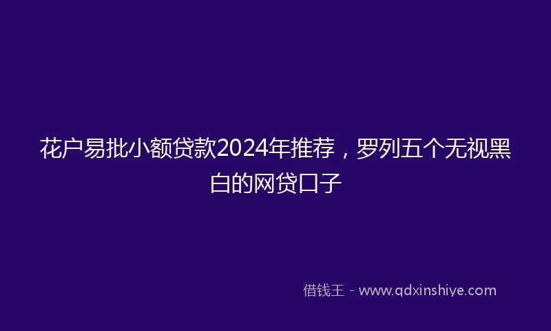 花户易批小额贷款2024年推荐，罗列五个无视黑白的网贷口子