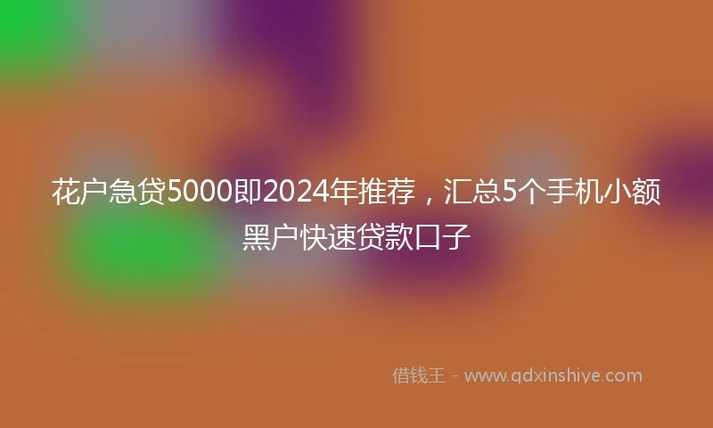 花户急贷5000即2024年推荐，汇总5个手机小额黑户快速贷款口子