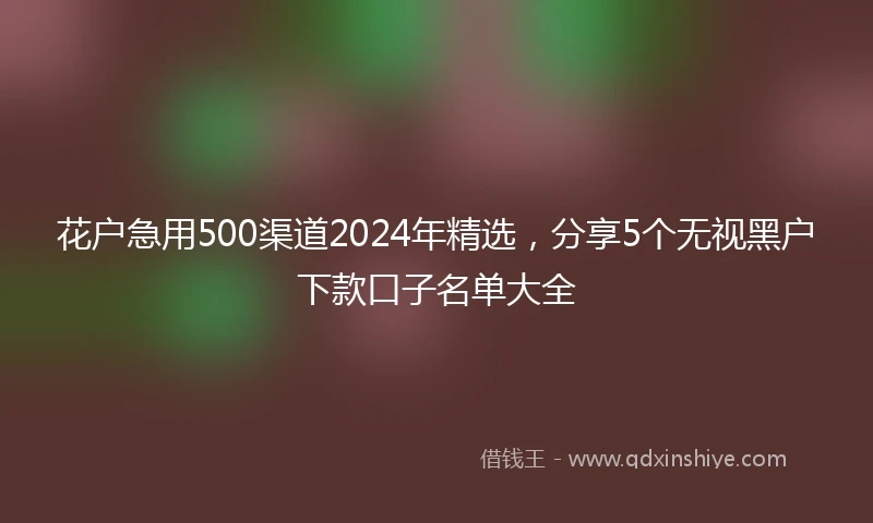 花户急用500渠道2024年精选,分享5个无视黑户下款口子名单大全