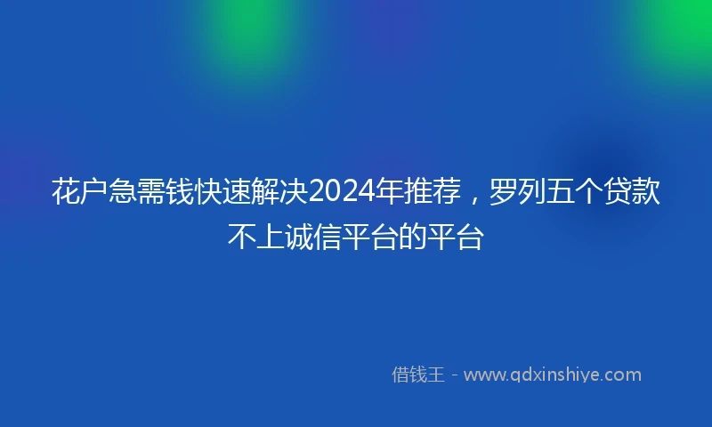 花户急需钱快速解决2024年推荐，罗列五个贷款不上诚信平台的平台