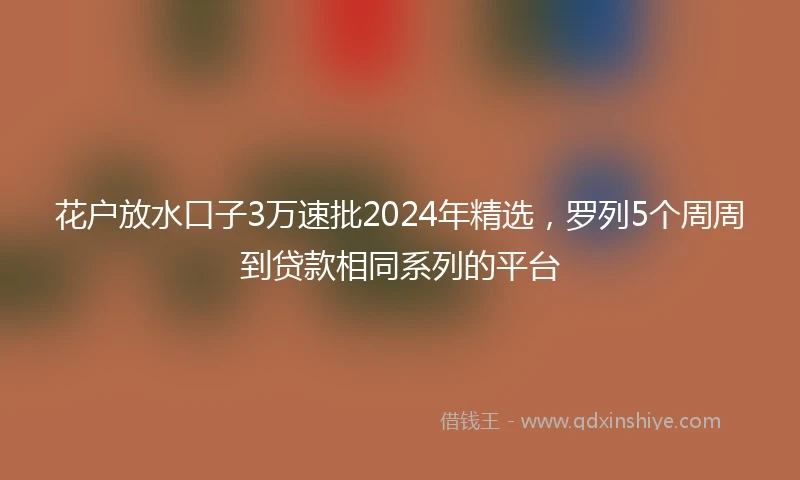 花户放水口子3万速批2024年精选，罗列5个周周到贷款相同系列的平台