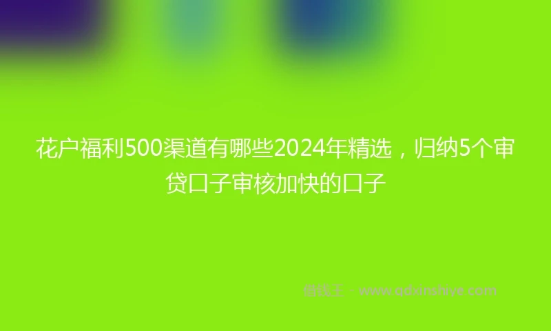 花户福利500渠道有哪些2024年精选，归纳5个审贷口子审核加快的口子