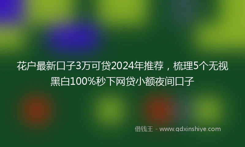 花户最新口子3万可贷2024年推荐，梳理5个无视黑白100%秒下网贷小额夜间口子