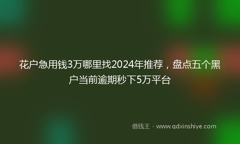 花户急用钱3万哪里找2024年推荐，盘点五个黑户当前逾期秒下5万平台