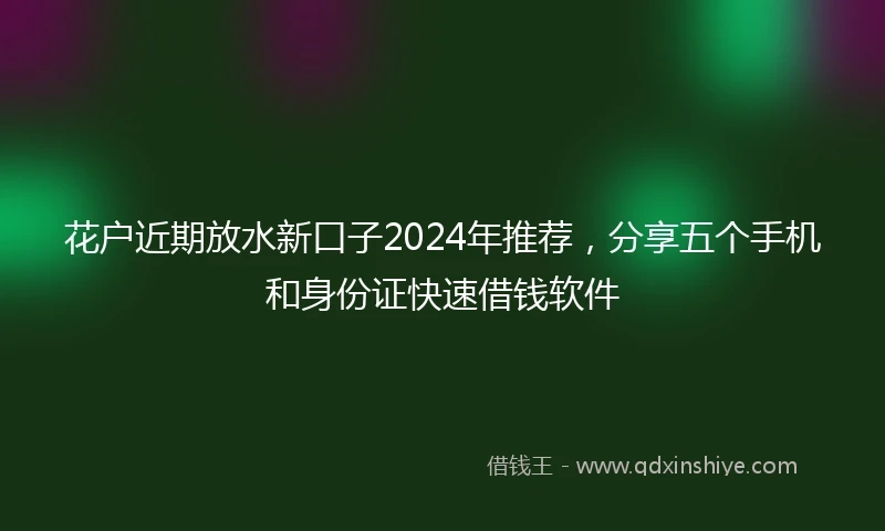 花户近期放水新口子2024年推荐，分享五个手机和身份证快速借钱软件