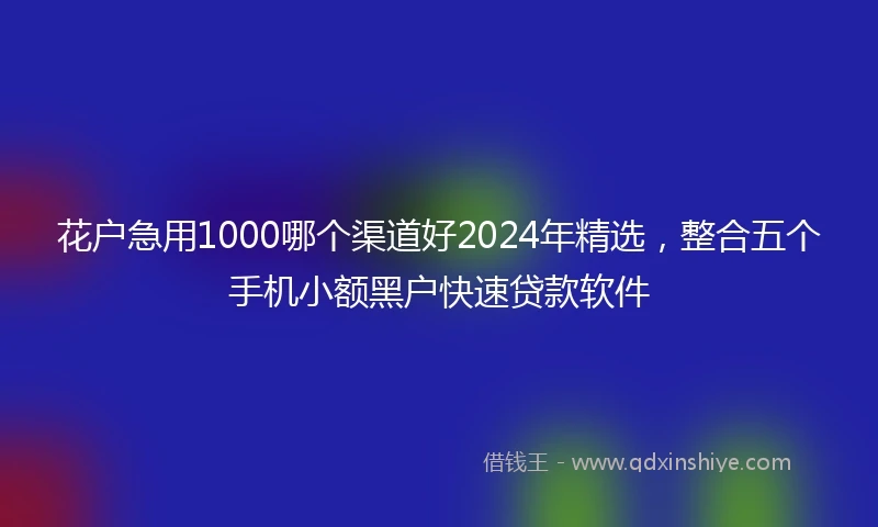 花户急用1000哪个渠道好2024年精选，整合五个手机小额黑户快速贷款软件
