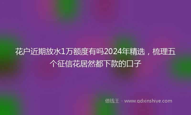花户近期放水1万额度有吗2024年精选，梳理五个征信花居然都下款的口子