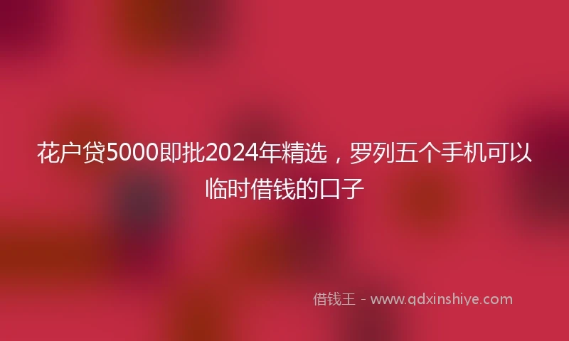 花户贷5000即批2024年精选，罗列五个手机可以临时借钱的口子
