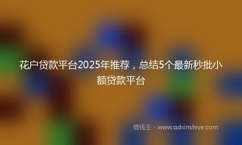 花户贷款平台2025年推荐，总结5个最新秒批小额贷款平台