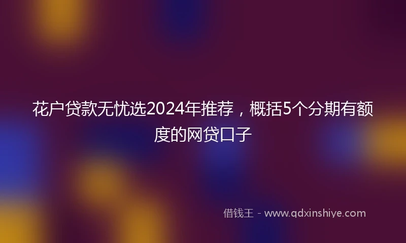 花户贷款无忧选2024年推荐，概括5个分期有额度的网贷口子