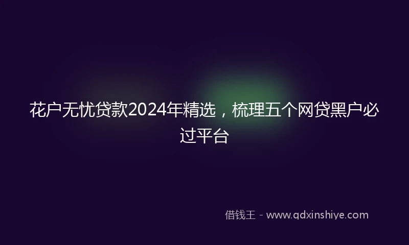 花户无忧贷款2024年精选，梳理五个网贷黑户必过平台