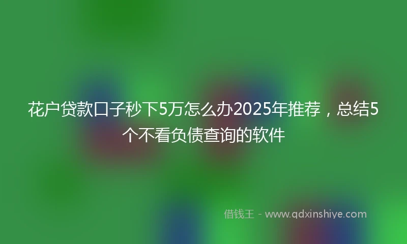 花户贷款口子秒下5万怎么办2025年推荐，总结5个不看负债查询的软件