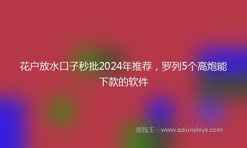 花户放水口子秒批2024年推荐，罗列5个高炮能下款的软件