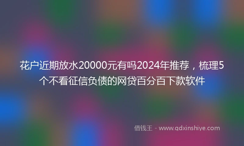 花户近期放水20000元有吗2024年推荐，梳理5个不看征信负债的网贷百分百下款软件