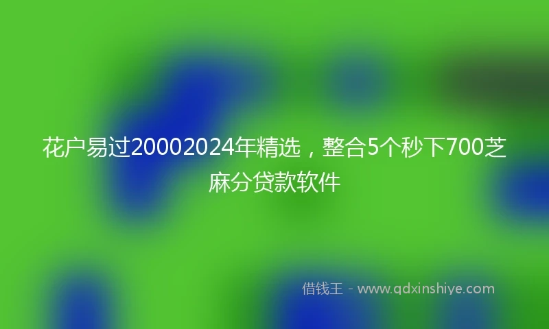 花户易过20002024年精选，整合5个秒下700芝麻分贷款软件