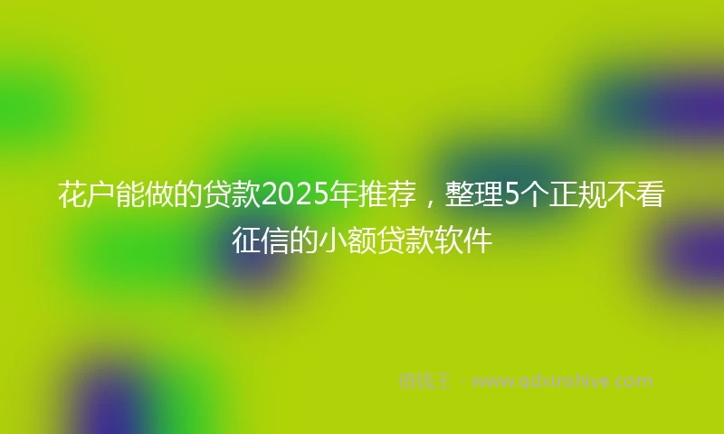 花户能做的贷款2025年推荐，整理5个正规不看征信的小额贷款软件
