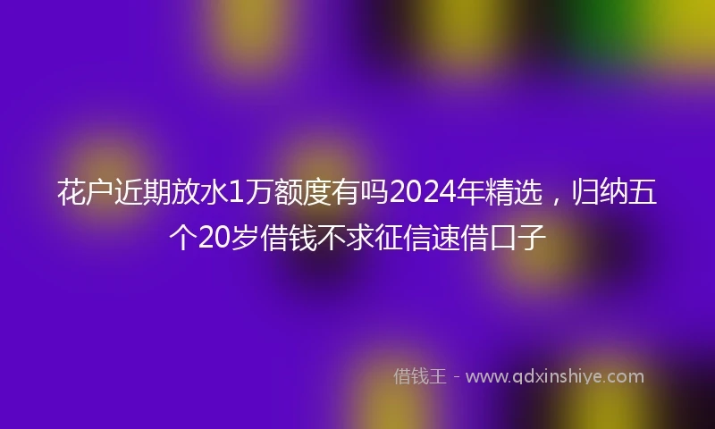 花户近期放水1万额度有吗2024年精选，归纳五个20岁借钱不求征信速借口子