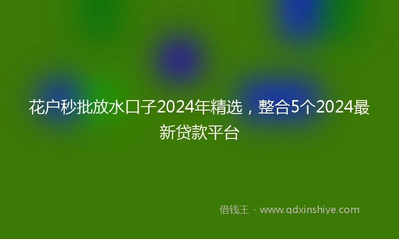 花户秒批放水口子2024年精选，整合5个2024最新贷款平台