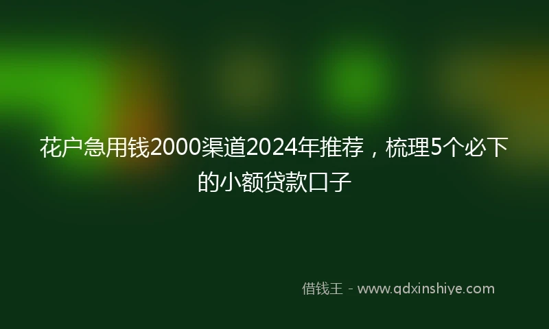 花户急用钱2000渠道2024年推荐,梳理5个必下的小额贷款口子