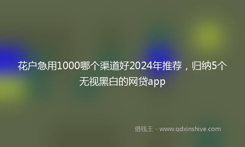 花户急用1000哪个渠道好2024年推荐，归纳5个无视黑白的网贷app