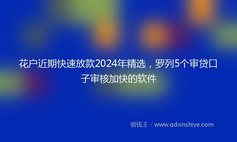 花户近期快速放款2024年精选，罗列5个审贷口子审核加快的软件