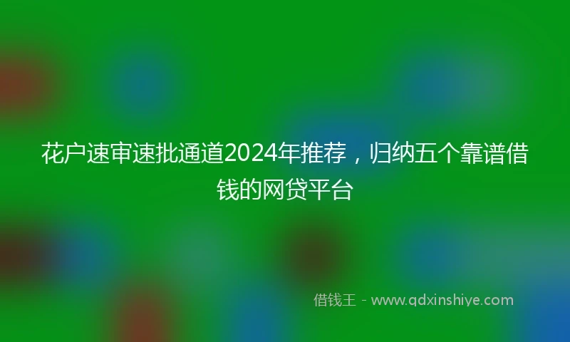 花户速审速批通道2024年推荐，归纳五个靠谱借钱的网贷平台