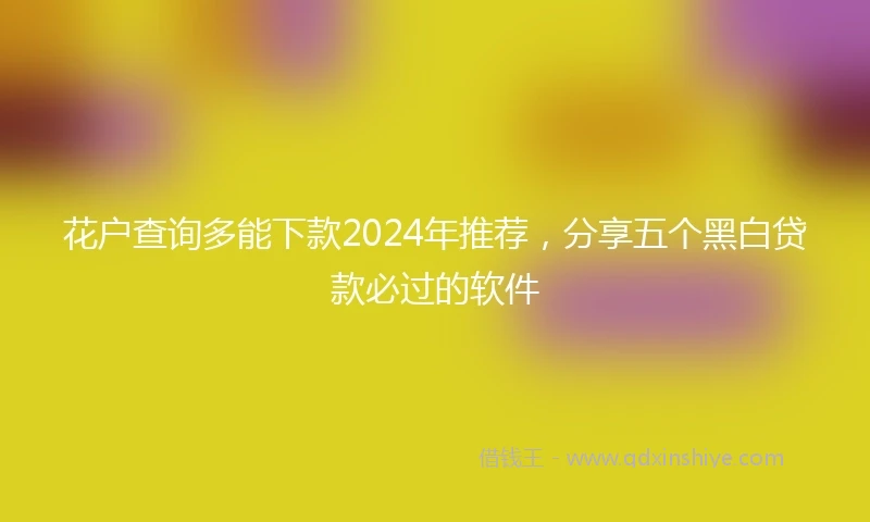 花户查询多能下款2024年推荐，分享五个黑白贷款必过的软件