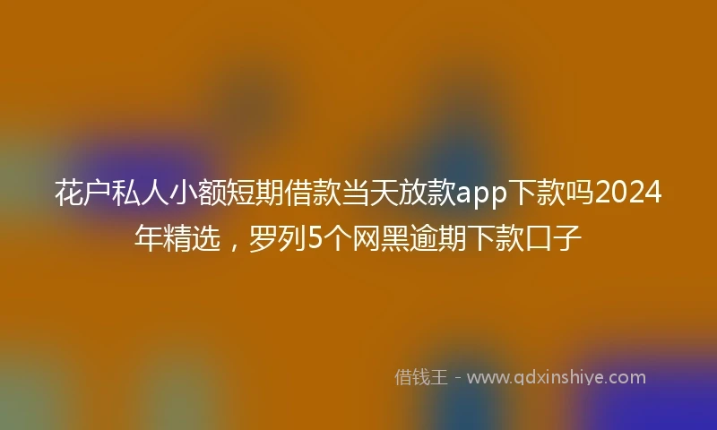 花户私人小额短期借款当天放款app下款吗2024年精选，罗列5个网黑逾期下款口子