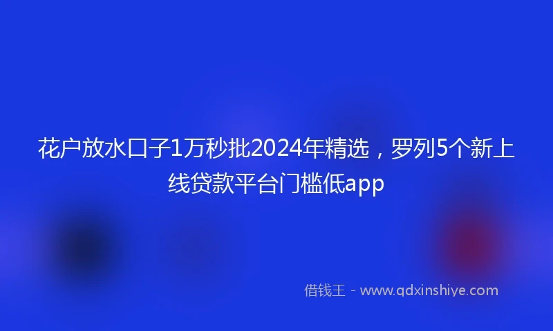 花户放水口子1万秒批2024年精选，罗列5个新上线贷款平台门槛低app