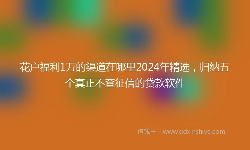 花户福利1万的渠道在哪里2024年精选，归纳五个真正不查征信的贷款软件
