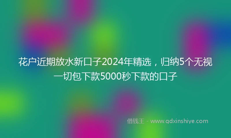 花户近期放水新口子2024年精选，归纳5个无视一切包下款5000秒下款的口子