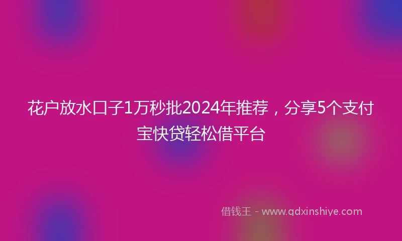 花户放水口子1万秒批2024年推荐，分享5个支付宝快贷轻松借平台