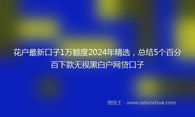花户最新口子1万额度2024年精选，总结5个百分百下款无视黑白户网贷口子