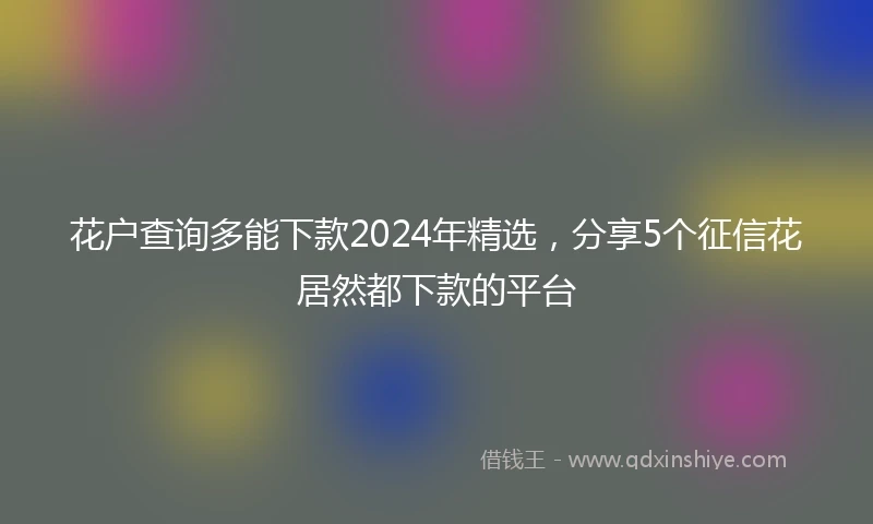花户查询多能下款2024年精选，分享5个征信花居然都下款的平台