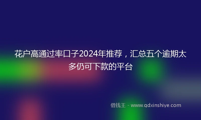 花户高通过率口子2024年推荐，汇总五个逾期太多仍可下款的平台