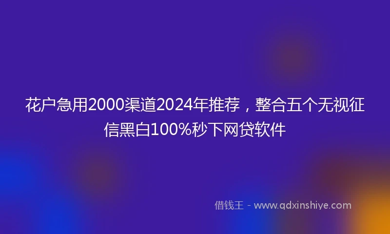 花户急用2000渠道2024年推荐，整合五个无视征信黑白100%秒下网贷软件