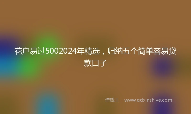 花户易过5002024年精选，归纳五个简单容易贷款口子
