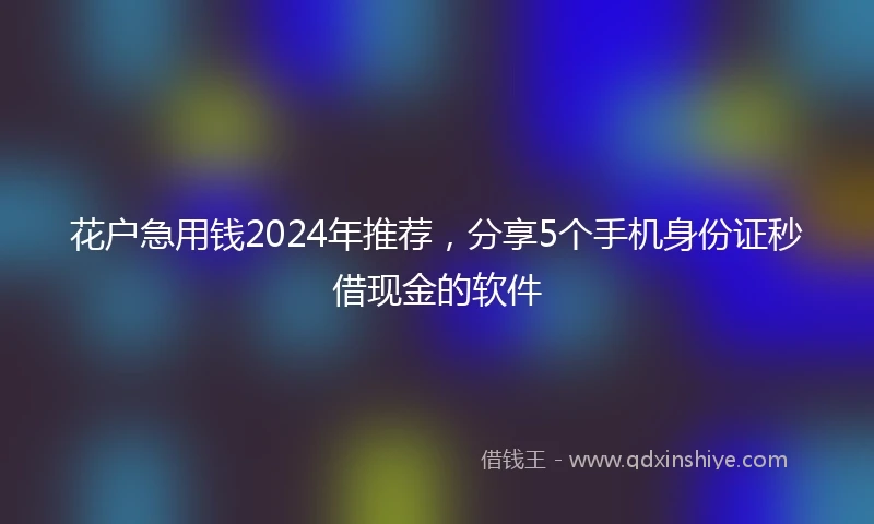 花户急用钱2024年推荐，分享5个手机身份证秒借现金的软件