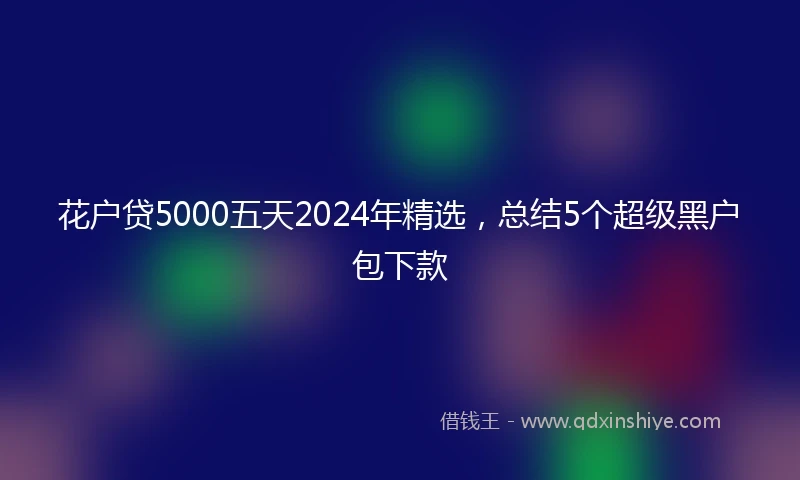 花户贷5000五天2024年精选，总结5个超级黑户包下款