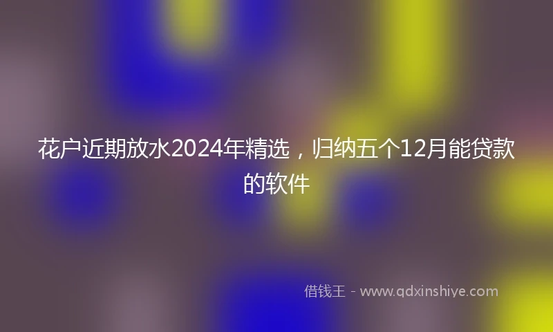 花户近期放水2024年精选，归纳五个12月能贷款的软件